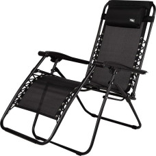AKTIVE nulinės gravitacijos juodas sulankstomas krėslas su pagalvėle ir atrama kojoms Patogus ir patvarus, apsaugotas nuo apvirtimo, iš plieno ir tekstileno, ne daugiau kaip 110 kg, sodo kempingo sulankstomas lauko gultas (61142)