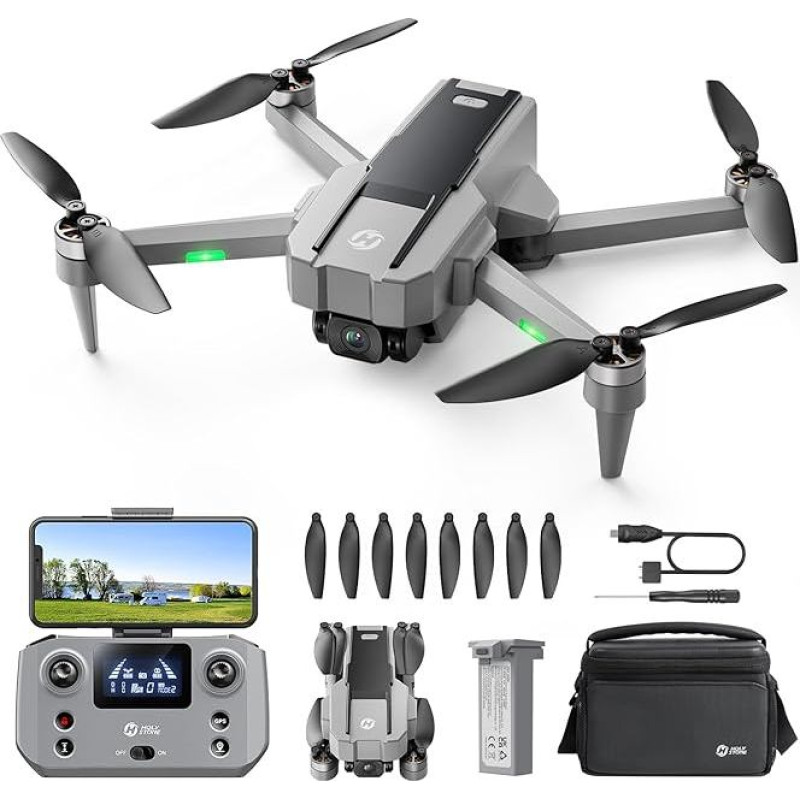 Šventojo akmens HS440G dronas su 4K kamera suaugusiesiems, GPS Follow Me, automatinis grįžimas, 5G FPV perdavimas, 23 minučių ilgas skrydžio laikas, bešepetėlinis variklis, sulankstomas kameros dronas iki 249 g, skirtas pradedantiesiems, C0