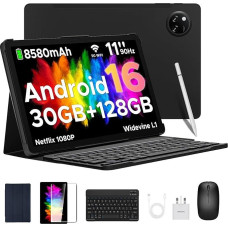 DOOGEE Tab A9 Pro+ Android 16 planšetinis kompiuteris su klaviatūra, 30GB RAM + 128GB ROM (2TB TF) Gemini AI Widevine L1 žaidimų planšetės, 8580mAh, Unisoc T7200, 13MP + 5MP, 11 colių planšetinis kompiuteris su pele, rašikliu, dėklu