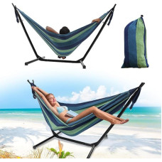 Doppel-Hängematte mit abnehmbarem Ständer, Blau