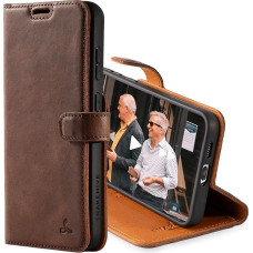 Snakehive Leather Case for Galaxy S25 - Genuine Leather Mobile Phone Case with Stand Function and Card Slots - Handmade in the EU (Brown)