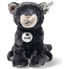 Steiff Taky Baby Panther Cuddly Toy, Cute Stuffed Toy with Plastic Eyes, Children, Boys and Girls, Plush Toy, 19 cm, Black, 067938