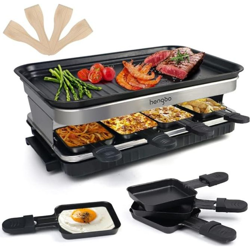 Raclette kepsninė su nepridegančia danga, 1300/1500 W, juoda