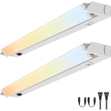 ALUSSO LIGHTING 55 cm pasukamas virtuvės šviestuvas LED 230 V, jungiama juostelė, 3000 K/4500 K/6500 K spalvos, keičiamos apatinės spintelės apšvietimo spalvos, 8 W 650 lm šviesos juostelės virtuvės šviestuvas su jungikliu, rinkinys