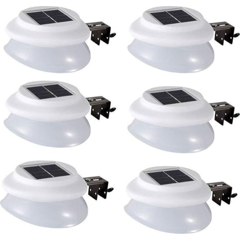 yohooo latakų saulės žibintai, šiltai balta šviesa, saulės šviesos lauke, IP55 sodo lempos sienoms, privažiavimui, kiemui, tvoroms, prieangiui, verandai, 6 vnt.