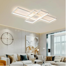 LED Ceiling Light, Modern Living Room Lamp with Remote Control, White (90 x 50 x 9 cm, 80 W), Dimmable Ceiling Lamp, Continuous Dimming, Bedroom Lamp, Large Ceiling Lights for Bedroom, Office,