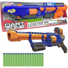 Dart Zone Legendfire Pump-Action Powershot Blaster - žaislinis pistoletas 8+ metams - yra 18 vaflinių antgalių - suderinamos putplasčio strėlės ir dauguma 