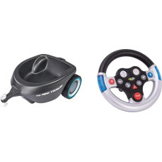 Big-Bobby-Car Neo Trailer Anthracite - nuo 1 metų & Rescue Sound Wheel - vairas su įvairiais gelbėjimo garsais, skirtas Bobby automobiliams nuo 2010 m. ir dideliems traktoriams