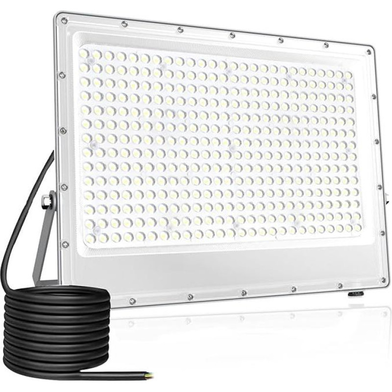 Lauko LED prožektorius, 300 W LED prožektorius, vėsiai baltas 6500 K 504 LED prožektorius, dirbtuvių lempa, IP65 vandeniui atsparus sieninis šviestuvas, lauko prožektorius, 30000 LM statybinis prožektorius