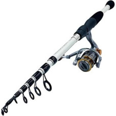 Teleskop Angelrute Angelruten-Kombination, 1,8–2,4m, Teleskop-Angelrute und Angelrolle mit Hochgeschwindigkeitsübersetzung, 5,2:1 Teleskopische Angelrute(White Rod with Reel,1.8m)