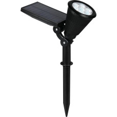 Reality Leuchten R84756232 LED Solar Outdoor Spotlight Festival Plastic Matte Black with 1 Watt RBG LED, Twilight Sensor, Colour Changing