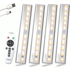 Spintos apšvietimas LED su nuotolinio valdymo pulteliu, 4 vnt., spintos apšvietimas, LED juostelės baterija, USB įkraunama apšvietimo lemputė, virtuvės spinta, laiptai, bagažinė, RV