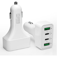 USB C Car Charger Fast Charge, AWADUO 40W Cigarette Lighter USB Charger, Dual Type C PD 20W Compatible with iPhone, Dual USB-A 18W QC3.0 for Android and More