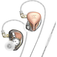 KZ ZEX PRO, KZ X Crinacle CRN In-Ear Monitor Dual Magnetic Circuit, Dynamic High Frequency Balanced Armature Electrostatic Magnetostatic Device, 2 Pin Headphone Earphones (Mic, Rose Gold)