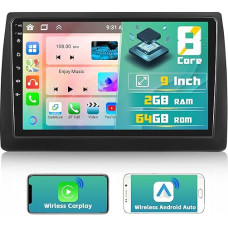 Hikity 8-Core + 2G + 64G Android 13 Car Radio with Wireless CarPlay Android Car for Fiat Stilo 2002-2010, 9 Inch Touchscreen Car Radio with Navigation WiFi SWC DSP 59UI RDS FM USB Mic Reversing Camera