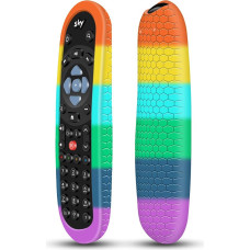 Protective Case for Original Sky Q Voice Remote Control SKY135, Silicone Cover SKY Q Touch and Non-Touch Remote Control Sleeve Skin Holder Battery Back Protector Universal Rainbow