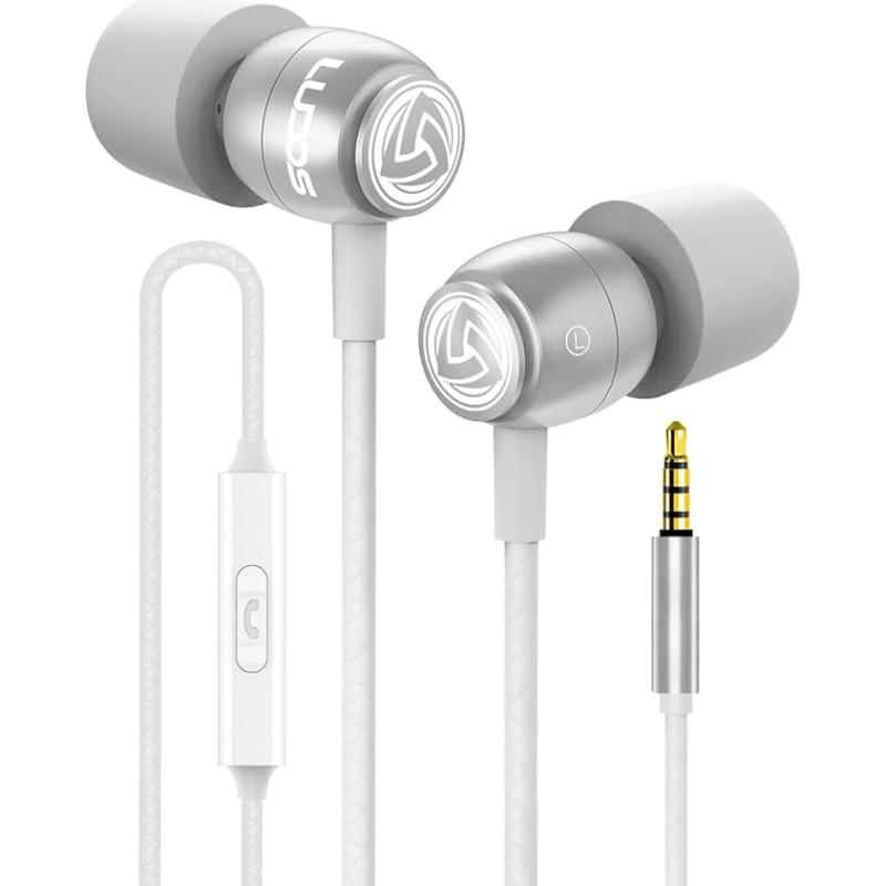 LUDOS Clamour In-Ear Headphones - Wired Earphones with Microphone and Bass, Premium Audio Quality, Memory Foam, Reinforced Cable, Headphones with Volume Control for iPhone, Apple, iPad