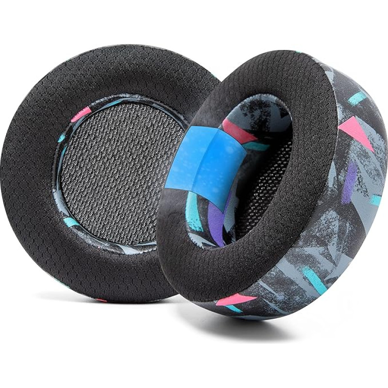 WC Freeze Virtuoso - Replacement Hybrid Fabric Earpads with Cooling Gel for Corsair Virtuoso Gaming Headset Made by Wicked Cushions, Improved Thickness and Soundproofing | 90's Black