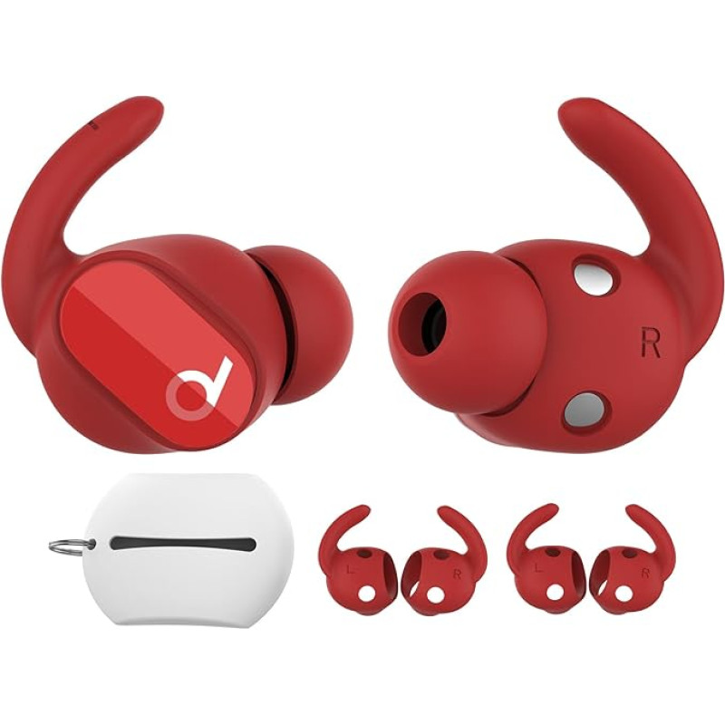 AHASTYLE Ear Pads for Beats Studio Buds Silicone 3 Pairs Ear Hooks Non-Slip Earphone Covers Does Not Fit in Charging Case Compatible with Beats Studio Buds 2021 (Beats Red)