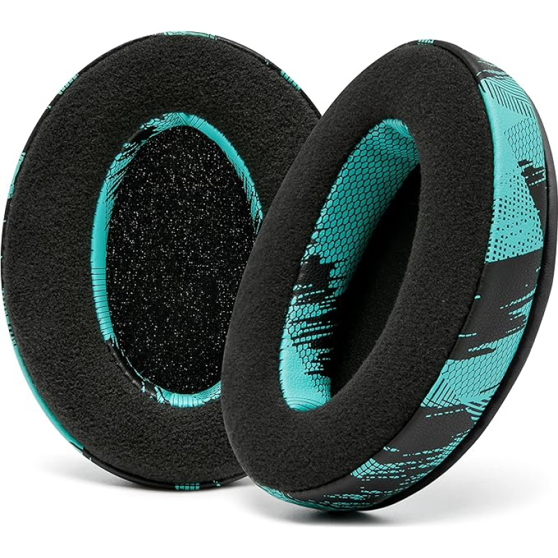 WC PadZ Velour - Ultimate Ear Pads by Wicked Cushions - Compatible with Audio Technica, HyperX, SteelSeries Arctis & More - Extra Thick - Large Opening - Soft Memory Foam | (Speed Racer Cyan)