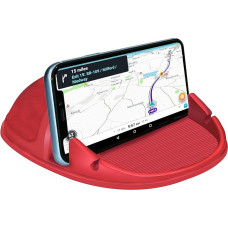 Car Phone Holder, Car Phone Holder, Silicone Car Pad Mat for Various Dashboards, Non-Slip Table Phone Stand Compatible with Smartphones, GPS Devices and More (Red)