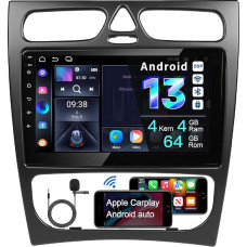 Amaseaudio Ultra Thin Android 13 Car Radio, Wireless Carplay Android Car, DSP+, Compatible with Benz W168 W203 W209, 9 Inch Touchscreen, WiFi Bluetooth 5.0/Reversing Camera