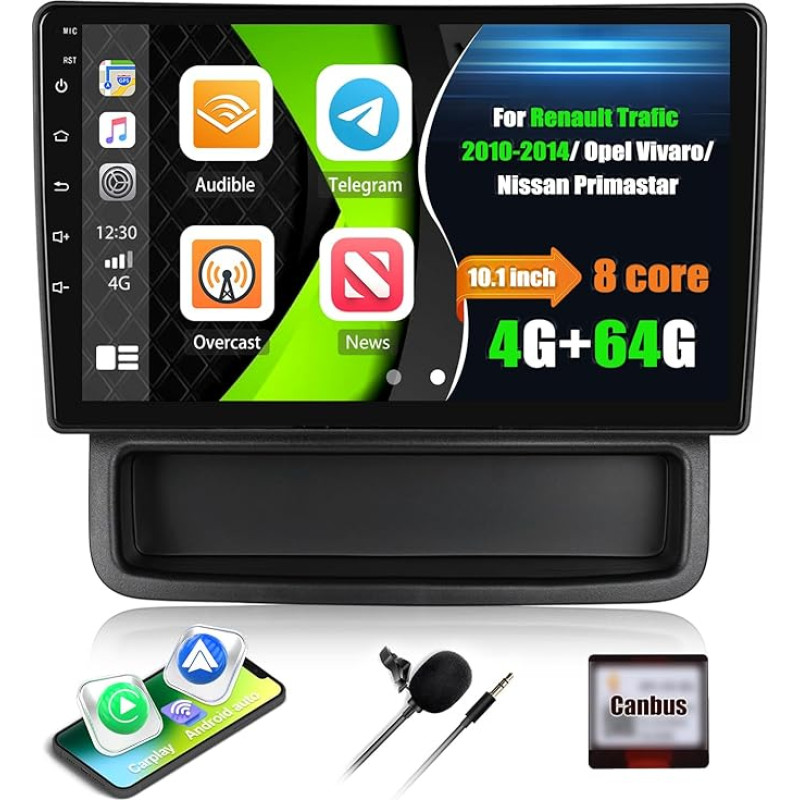 4G + 64G CAMECHO Android 13 Car Radio for Opel Vivaro A 87R/Renault Trafic II Nissan Primastar with Carplay Android Car Sat Nav, 8Core, Car Radio with 10 Inch Screen, Bluetooth FM/RDS Mirror Link DSP