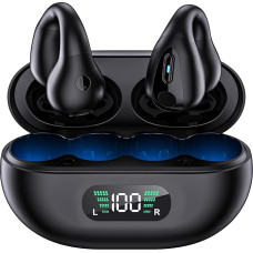 Open Ear Headphones Bluetooth 5.3 Headphones Clip Earplugs, Wireless Ear Clip Headphones Sports Headphones Waterproof Gym Headphones with Mic Clip On Earphones Noise Cancelling Wireless Earbuds