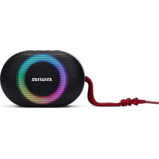 Aiwa BST-330RD Compact Bluetooth Speaker Durable Powerful with Hyperbass Technology, 10W Power, RGB Lighting, Card Reader, Waterproof Colour: Black and Red