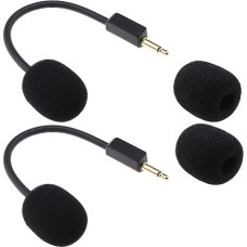 Create idea 2 Pieces 3.5 mm Microphone Replacement Compatible with Razer BlackShark V2 V2 Pro V2 SE Headphones Microphone with Sponge Case Replacement Headphones Accessories in Black