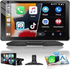 Podofo Portable Car Radio with Wireless Apple Carplay & Android Car 7 Inch CarPlay Display with AirPlay, Bluetooth Handsfree Kit, Real-time Navigation, Siri and AUX Driveplay