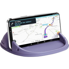 Car Phone Holder, Car Phone Holder, Silicone Car Pad Mat for Various Dashboards, Non-Slip Desk Phone Stand Compatible with Smartphones, GPS Devices and More (Black) (Purple)