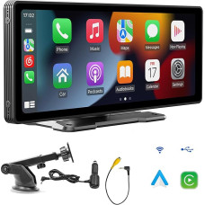 Sunweyer Portable Apple CarPlay Screen and Android Car Wireless Display Car Radio, 9.3 Inch HD IPS Touch Screen, Supports 1080p Rear View Camera and Bluetooth/AUX/FM Transmitter