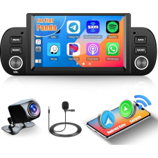 Hikity Android 13 for Fiat Panda 2013-2020 Car Radio with Wireless Carplay Android Car 6.2 Inch Screen Car Radio with GPS WiFi Bluetooth FM RDS HI-FI MIC Reversing Camera