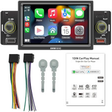 5 Inch Car Radio MP5 Player Single Din BT FM Radio Receiver with Carplay Android Car Support Hands-Free Function USB Charging/Playback Phone Connection Reversing Aid Steering Wheel Control