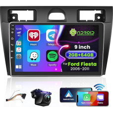 [2G + 64G] Hikity Car Radio Navigation for Ford Fiesta Mk5 Mk VI 2006-2011 Android 13 Wireless Carplay 9 Inch Screen Radio with Android Car GPS WiFi Reversing Camera FM RDS DSP SWC Bluetooth MIC