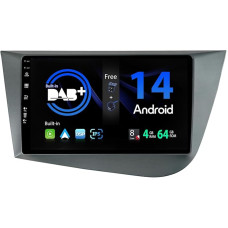 SXAUTO Android 14 - [Built-in DAB] - IPS Car Radio for Seat Leon MK2 (2005-2012) - Built-in Carplay/Android Car - LED Camera + Mic - 4G + 64G - 360-CAM Steering Wheel Control Fast Boot WiFi DSP - 2