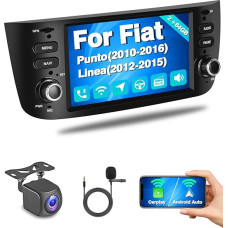 Hikity 2GB + 64GB Android Car Radio Carplay for Fiat Punto (2010-2016) / Linea (2012-2015) 6.2 Inch Touchscreen Car Radio with Sat Nav Android Car Hi-Fi FM RDS USB WiFi Reversing Camera Mic