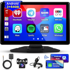 [4G + 64G] Hikity Android 13 Carplay Display with Android Car 9 Inch Carplay Screen Driveplay Con Navigation Bluetooth WiFi Mirror Link Android Car Night Vision HD Rear View Camera in Full Colour