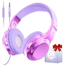 JYPS Kids Headphones, Kids Headphones for Girls, Toddler Wired Headphones for Kindle/iPad/Fire Tablet/School, Headphones for Kids Age 2-12 with Microphone and