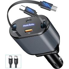 Retractable Car Charger 4 in 1 Fast Charging Adapter Dual Type C