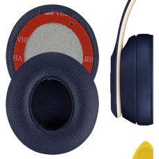 Geekria QuickFit Replacement Ear Pads for Beats Solo 3 (A1796), Solo 3.0 Wireless On-Ear Headphones, Ear Pads, Headset Earpads, Ear Pads, Ear Cups, Repair Parts(Navy)