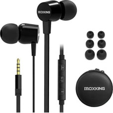 MOXKING Wired Earphones for Kids Women Small Ears Comfortable and Lightweight Flat Cable Earbuds with Microphone and Volume Control for Cell Phone Laptop