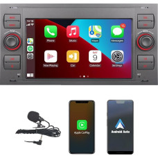 HLLECARMO Radio with Wireless Carplay and Android Car 7 Inch HD LCD Bluetooth Mirror Link AM/FM/RDS USB DSP Subw EQ SWC for Ford C-Max S-Max Ford Focus Galaxy Transit Kuga Fiesta Fusion Mondeo