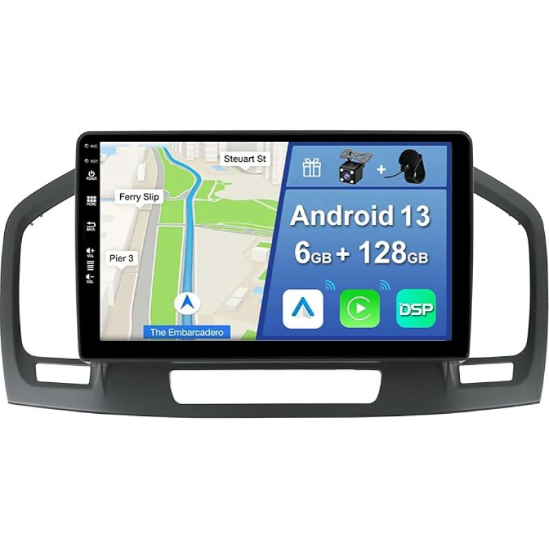 YUNTX [6GB + 128GB] Android 13 Car Radio for Opel Holden Insignia (2008-2014)-[Integrated CarPlay/Android Car/DSP/GPS]-9 Inch IPS 2.5D Camera + MIC-DAB/Mirror Link/Bluetooth 5.0/360 Camera/Steering