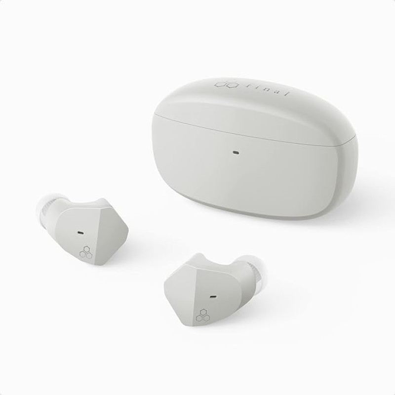 final ZE2000 - True Wireless Earbuds - 35 Hours Music Playback - IPX4 - aptX Adaptive - Touch Sensor - Lossless Music Format Compatible - Auto Pairing - Designed in Japan (Ash Grey)