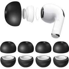 Seltureone 4 Pairs of Memory Foam Earplugs for AirPods Pro & AirPods Pro 2 (Supports Adaptive Transparency Mode), Better Noise Cancellation, Non-Slip, Comfortable Earplugs (M, Black)