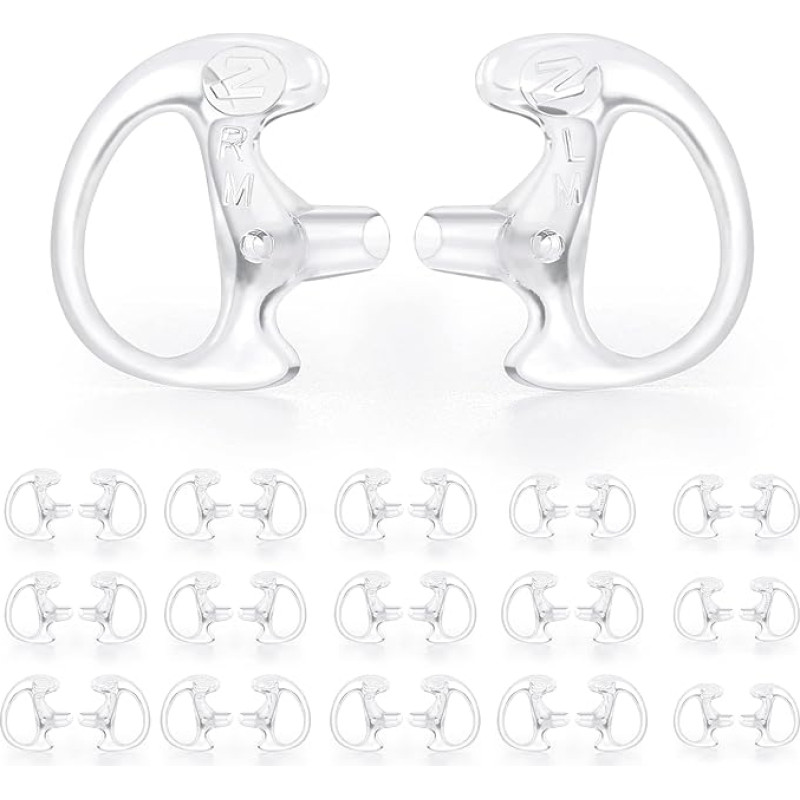 zeadio Earmould Earpiece Earbud Earplug for Two-Way Radio Coil Tube Audio Kits (Clear, Pair of 16)