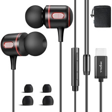 USB C Headphones with Cable, In-Ear Earphones, Type C Headset with Microphone and Volume Control, Compatible with iPhone 15 Series, Samsung Galaxy S22 S21 Ultra S20 FE, Huawei P30 Pro, xiaomi,