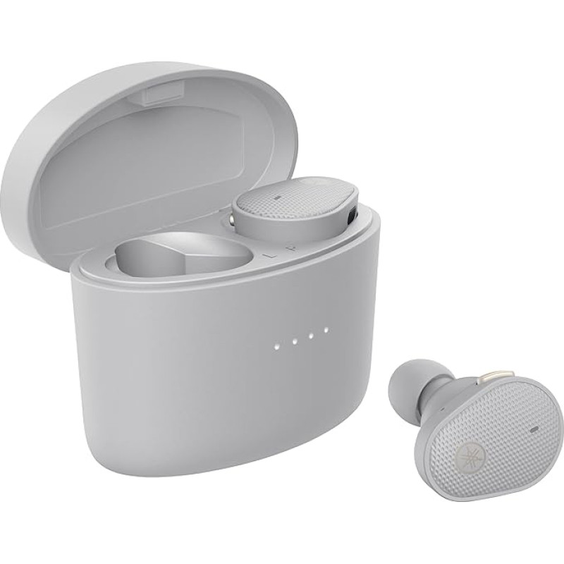 Yamaha TW-E5B True Wireless Earbuds - Earphones in Charging Case with True Sound, aptX Adaptive, Game Mode, Ambient Sound, Listening Care and Built-in Microphone - Grey